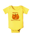 Cat-O-Lantern With Text Baby Romper Bodysuit-Baby Romper-TooLoud-Yellow-18-Months-Davson Sales