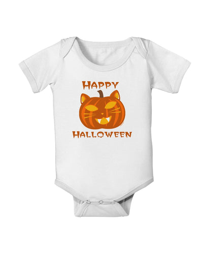 Cat-O-Lantern With Text Baby Romper Bodysuit-Baby Romper-TooLoud-White-18-Months-Davson Sales