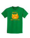 Cat-O-Lantern With Text Childrens Dark T-Shirt-Childrens T-Shirt-TooLoud-Kelly-Green-X-Large-Davson Sales