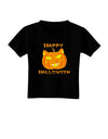 Cat-O-Lantern With Text Toddler T-Shirt Dark-Toddler T-Shirt-TooLoud-Black-4T-Davson Sales