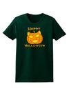 Cat-O-Lantern With Text Womens Dark T-Shirt-TooLoud-Forest-Green-XX-Large-Davson Sales