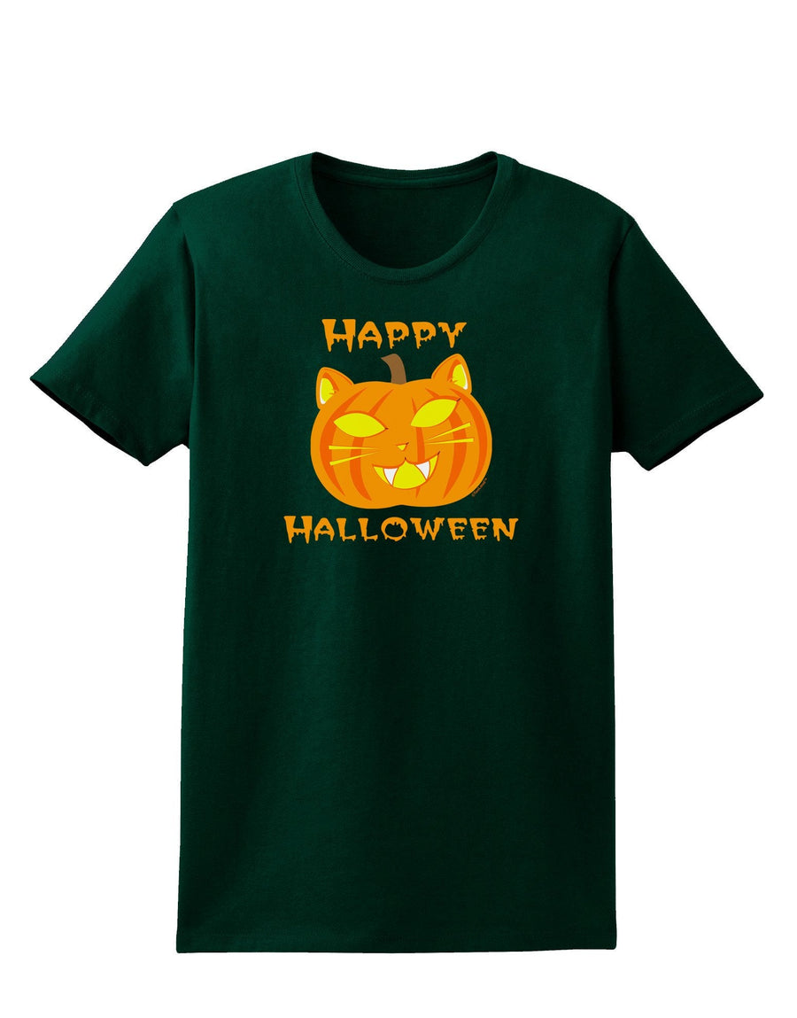 Cat-O-Lantern With Text Womens Dark T-Shirt-TooLoud-Red-XXX-Large-Davson Sales