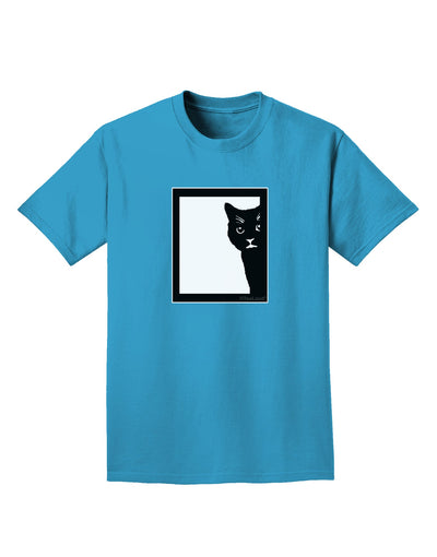 Cat Peeking Adult Dark T-Shirt by TooLoud-Mens T-Shirt-TooLoud-Turquoise-Small-Davson Sales