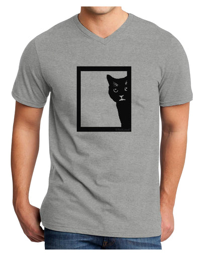 Cat Peeking Adult V-Neck T-shirt by TooLoud-Mens V-Neck T-Shirt-TooLoud-HeatherGray-Small-Davson Sales