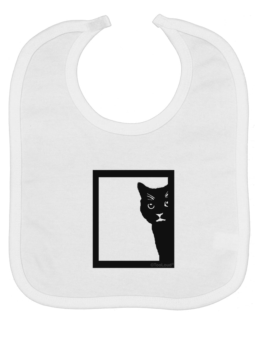 Cat Peeking Baby Bib by TooLoud