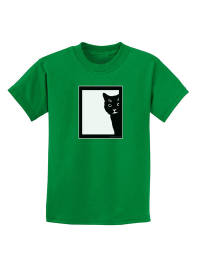 Cat Peeking Childrens Dark T-Shirt by TooLoud-Childrens T-Shirt-TooLoud-Kelly-Green-X-Small-Davson Sales