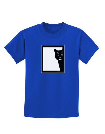 Cat Peeking Childrens Dark T-Shirt by TooLoud-Childrens T-Shirt-TooLoud-Royal-Blue-X-Small-Davson Sales