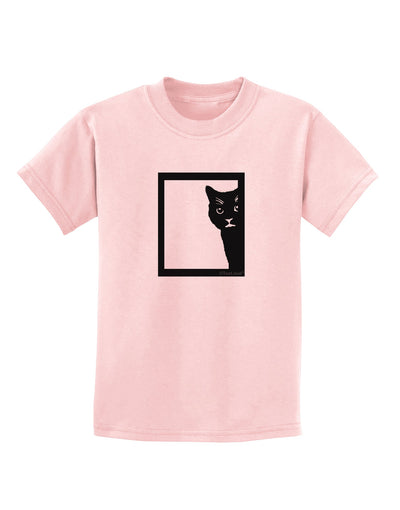 Cat Peeking Childrens T-Shirt by TooLoud-Childrens T-Shirt-TooLoud-PalePink-X-Small-Davson Sales