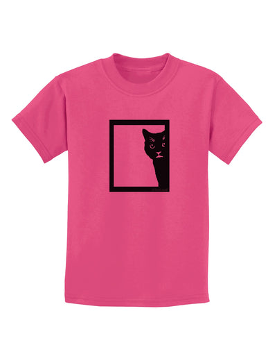 Cat Peeking Childrens T-Shirt by TooLoud-Childrens T-Shirt-TooLoud-Sangria-X-Small-Davson Sales