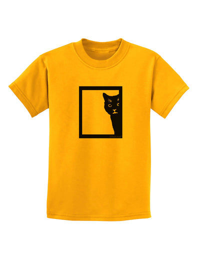 Cat Peeking Childrens T-Shirt by TooLoud-Childrens T-Shirt-TooLoud-Gold-X-Small-Davson Sales