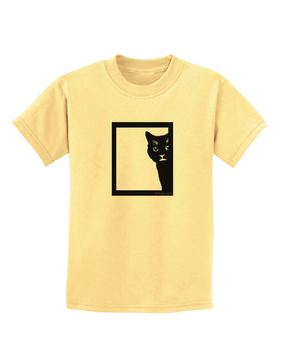 Cat Peeking Childrens T-Shirt by TooLoud-Childrens T-Shirt-TooLoud-Daffodil-Yellow-X-Small-Davson Sales