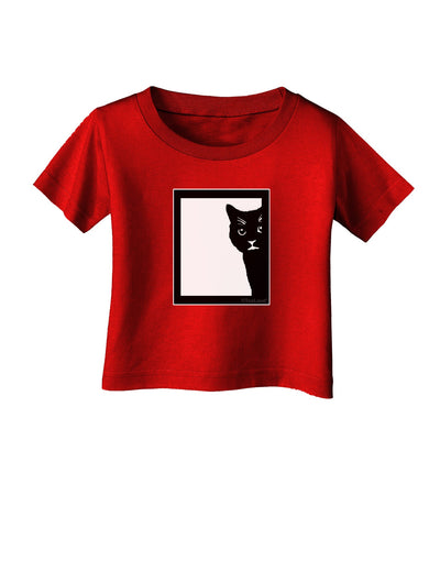 Cat Peeking Infant T-Shirt Dark by TooLoud-Infant T-Shirt-TooLoud-Red-06-Months-Davson Sales