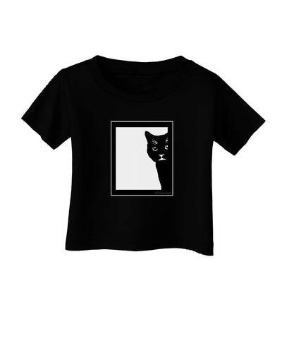 Cat Peeking Infant T-Shirt Dark by TooLoud-Infant T-Shirt-TooLoud-Black-06-Months-Davson Sales