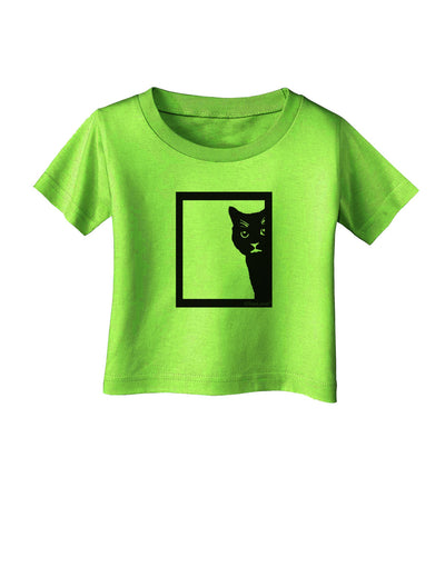 Cat Peeking Infant T-Shirt by TooLoud-Infant T-Shirt-TooLoud-Lime-Green-06-Months-Davson Sales