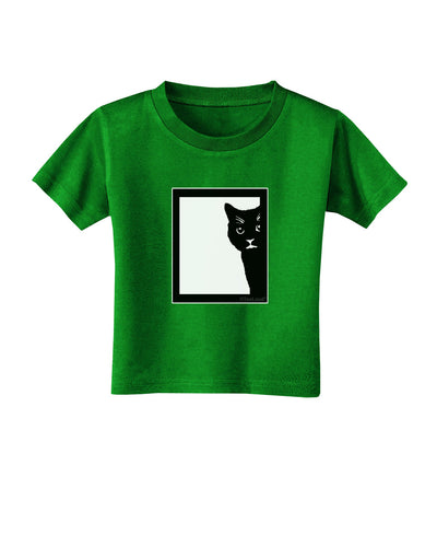 Cat Peeking Toddler T-Shirt Dark by TooLoud-Toddler T-Shirt-TooLoud-Clover-Green-2T-Davson Sales