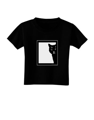 Cat Peeking Toddler T-Shirt Dark by TooLoud-Toddler T-Shirt-TooLoud-Black-2T-Davson Sales