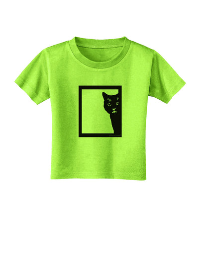 Cat Peeking Toddler T-Shirt by TooLoud-Toddler T-Shirt-TooLoud-Lime-Green-2T-Davson Sales