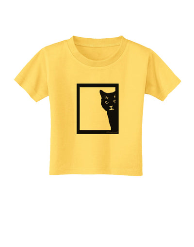 Cat Peeking Toddler T-Shirt by TooLoud-Toddler T-Shirt-TooLoud-Yellow-2T-Davson Sales