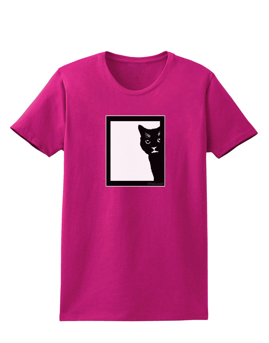 Cat Peeking Womens Dark T-Shirt by TooLoud-Womens T-Shirt-TooLoud-Black-X-Small-Davson Sales