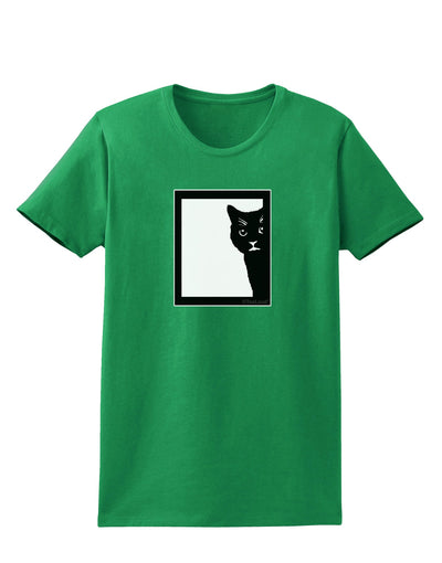 Cat Peeking Womens Dark T-Shirt by TooLoud-Womens T-Shirt-TooLoud-Kelly-Green-X-Small-Davson Sales