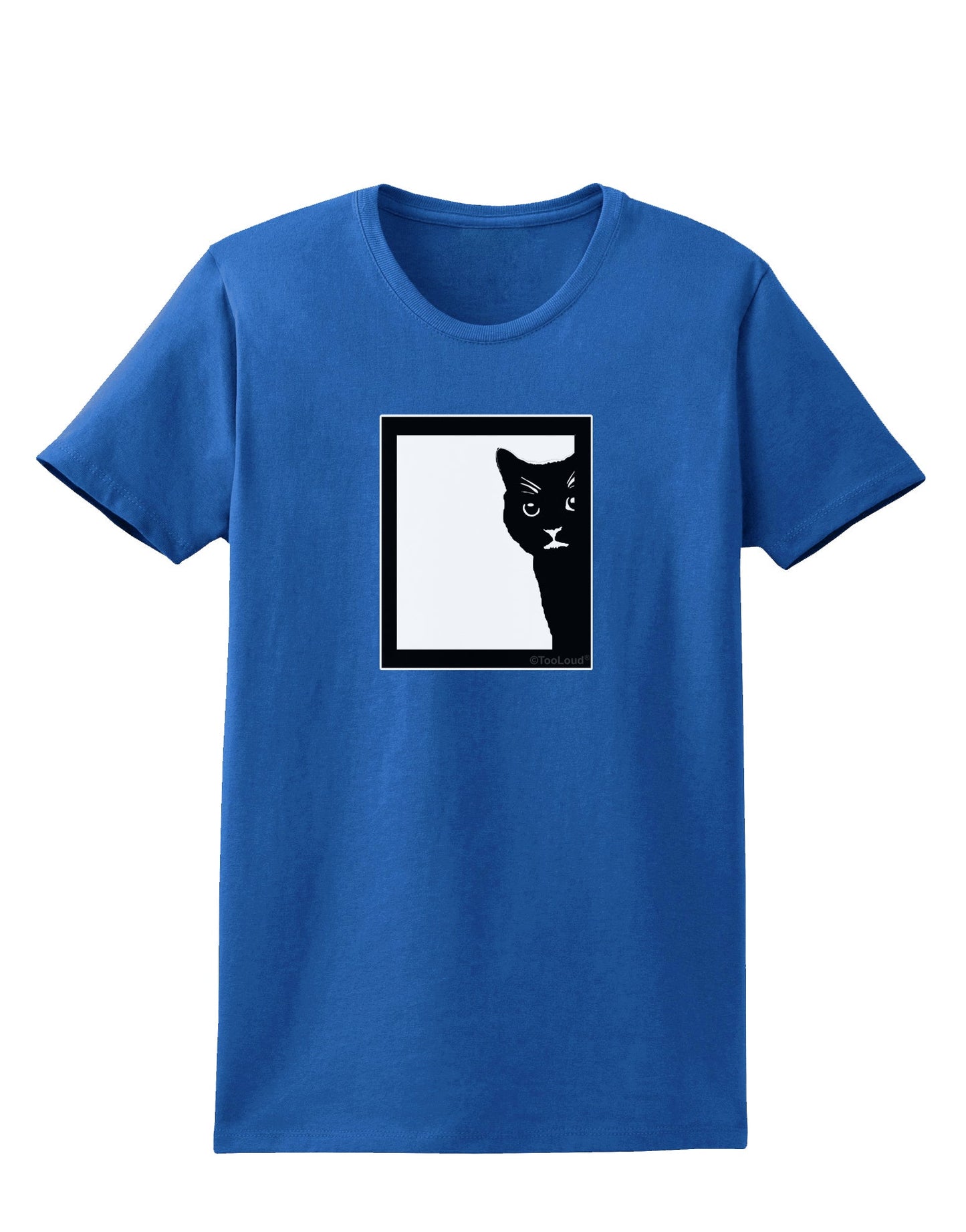 Cat Peeking Womens Dark T-Shirt by TooLoud-Womens T-Shirt-TooLoud-Royal-Blue-X-Small-Davson Sales