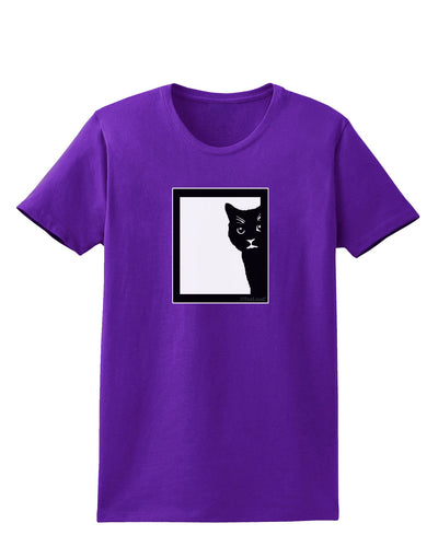 Cat Peeking Womens Dark T-Shirt by TooLoud-Womens T-Shirt-TooLoud-Purple-X-Small-Davson Sales