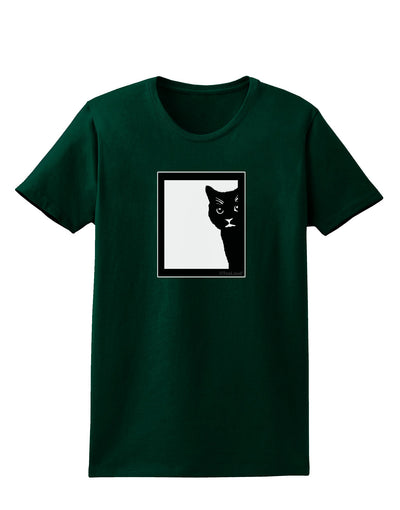 Cat Peeking Womens Dark T-Shirt by TooLoud-Womens T-Shirt-TooLoud-Forest-Green-Small-Davson Sales