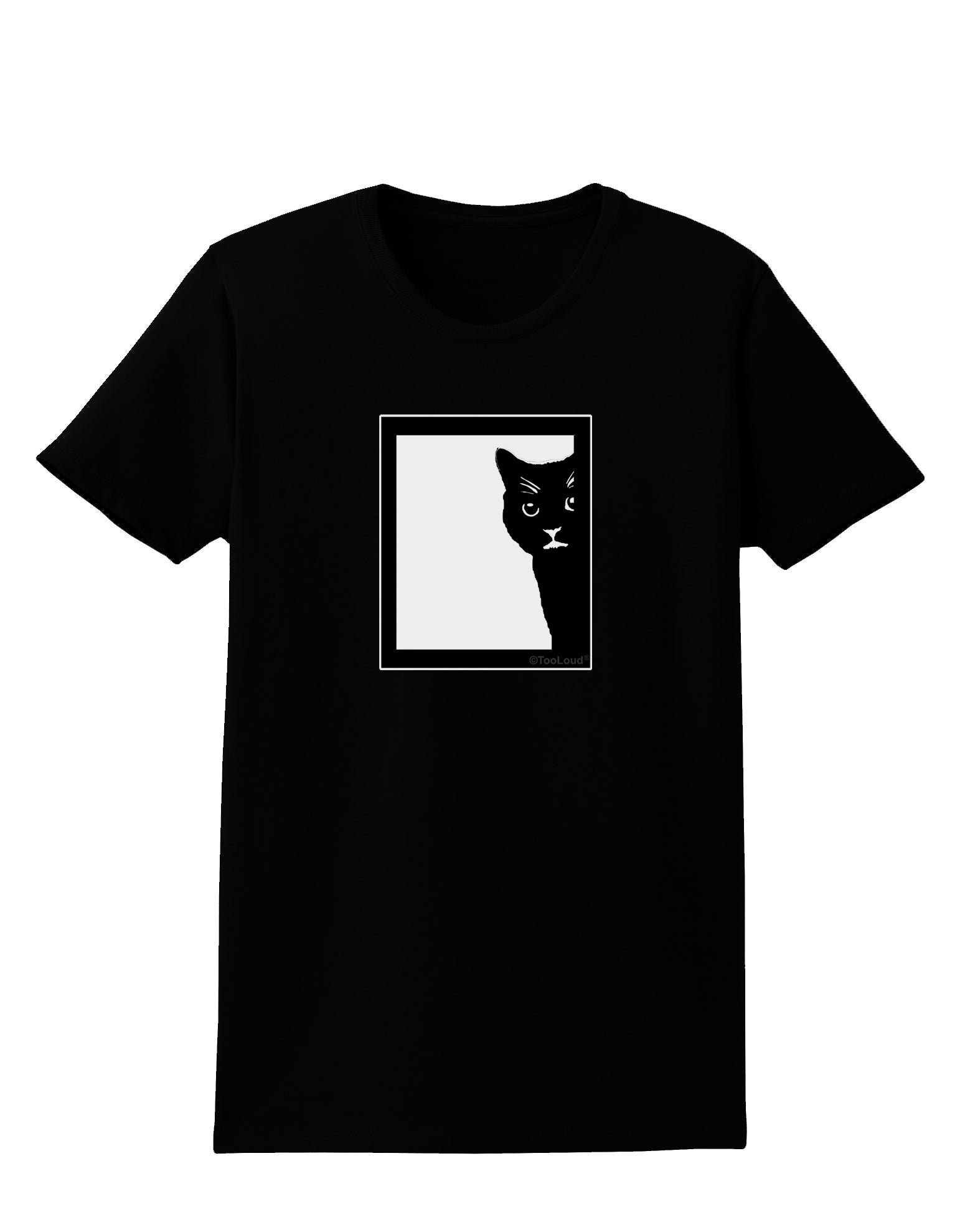 Cat Peeking Womens Dark T-Shirt by TooLoud-Womens T-Shirt-TooLoud-Black-X-Small-Davson Sales