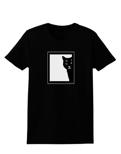 Cat Peeking Womens Dark T-Shirt by TooLoud-Womens T-Shirt-TooLoud-Black-X-Small-Davson Sales