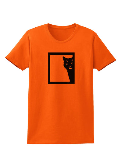 Cat Peeking Womens T-Shirt by TooLoud-Womens T-Shirt-TooLoud-Orange-X-Small-Davson Sales