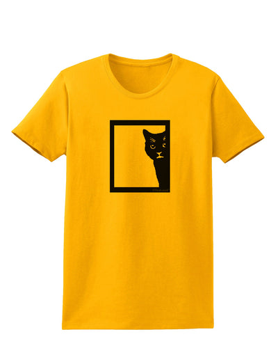 Cat Peeking Womens T-Shirt by TooLoud-Womens T-Shirt-TooLoud-Gold-X-Small-Davson Sales