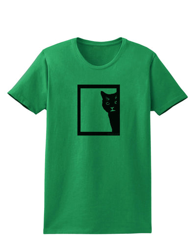 Cat Peeking Womens T-Shirt by TooLoud-Womens T-Shirt-TooLoud-Kelly-Green-X-Small-Davson Sales