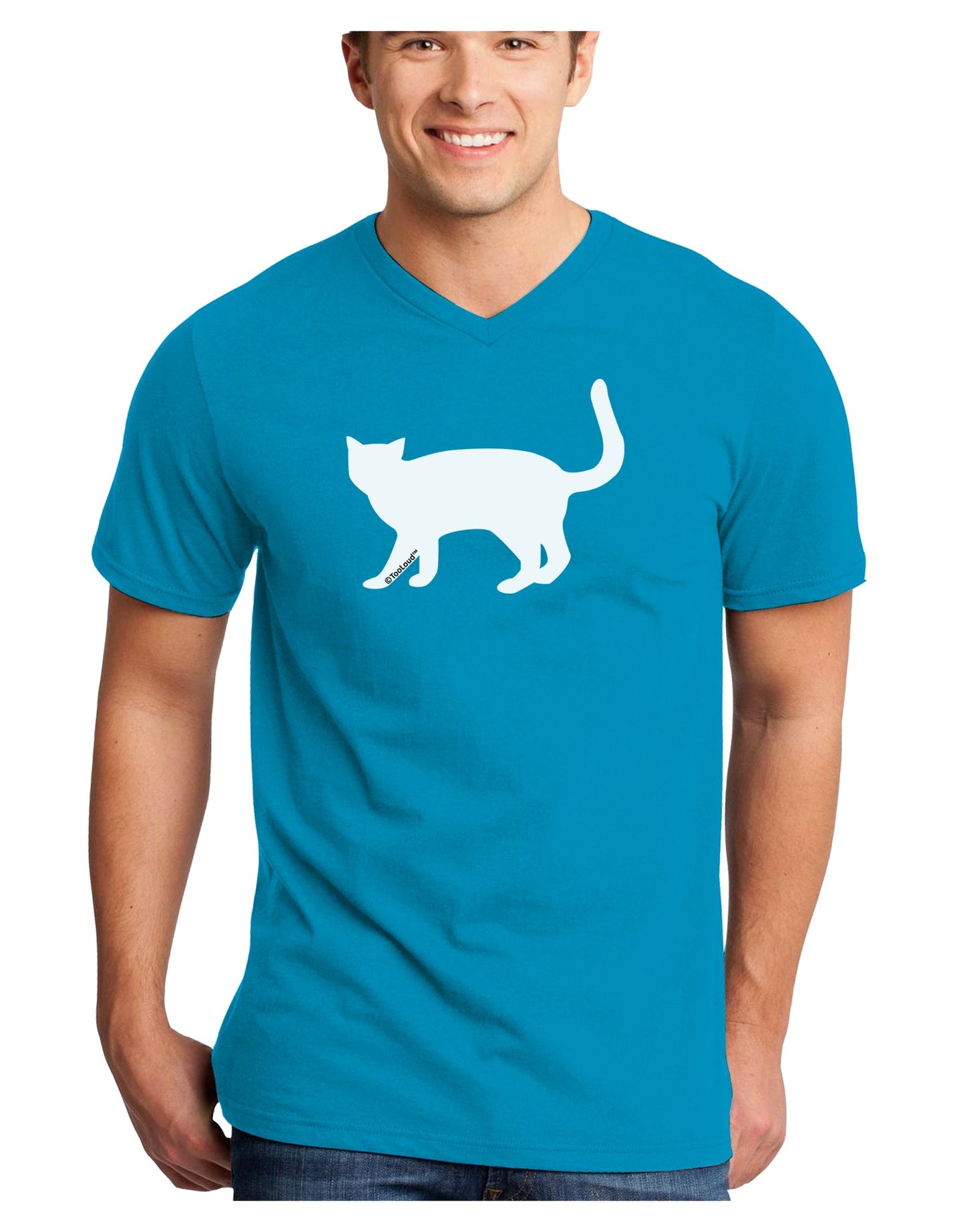 Cat Silhouette Design Adult Dark V-Neck T-Shirt by TooLoud-Mens V-Neck T-Shirt-TooLoud-Turquoise-Small-Davson Sales