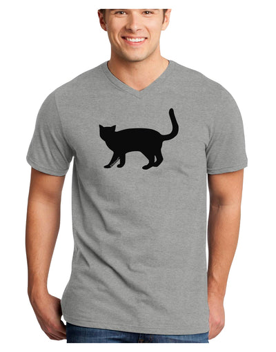 Cat Silhouette Design Adult V-Neck T-shirt by TooLoud-Mens V-Neck T-Shirt-TooLoud-HeatherGray-Small-Davson Sales