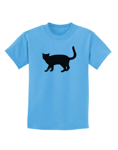 Cat Silhouette Design Childrens T-Shirt by TooLoud-Childrens T-Shirt-TooLoud-Aquatic-Blue-X-Small-Davson Sales