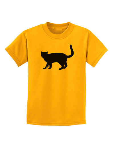 Cat Silhouette Design Childrens T-Shirt by TooLoud-Childrens T-Shirt-TooLoud-Gold-X-Small-Davson Sales