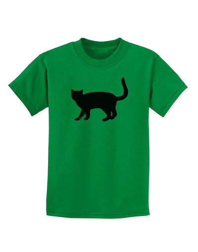 Cat Silhouette Design Childrens T-Shirt by TooLoud-Childrens T-Shirt-TooLoud-Kelly-Green-X-Small-Davson Sales