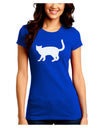 Cat Silhouette Design Juniors Crew Dark T-Shirt by TooLoud-T-Shirts Juniors Tops-TooLoud-Royal-Blue-Juniors Fitted Small-Davson Sales