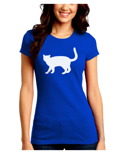 Cat Silhouette Design Juniors Crew Dark T-Shirt by TooLoud-T-Shirts Juniors Tops-TooLoud-Royal-Blue-Juniors Fitted Small-Davson Sales