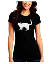 Cat Silhouette Design Juniors Crew Dark T-Shirt by TooLoud-T-Shirts Juniors Tops-TooLoud-Black-Juniors Fitted Small-Davson Sales