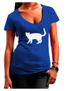 Cat Silhouette Design Juniors V-Neck Dark T-Shirt by TooLoud-Womens V-Neck T-Shirts-TooLoud-Royal-Blue-Juniors Fitted Small-Davson Sales