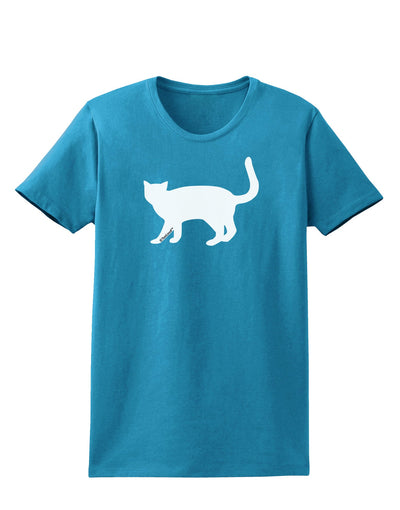 Cat Silhouette Design Womens Dark T-Shirt by TooLoud-Womens T-Shirt-TooLoud-Turquoise-X-Small-Davson Sales