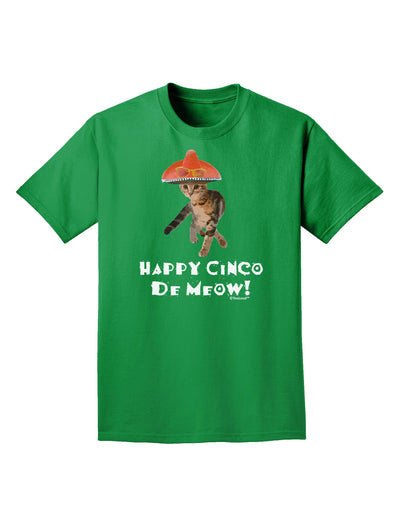 Cat with Pink Sombrero - Happy Cinco de Meow Adult Dark T-Shirt by TooLoud-Mens T-Shirt-TooLoud-Kelly-Green-Small-Davson Sales