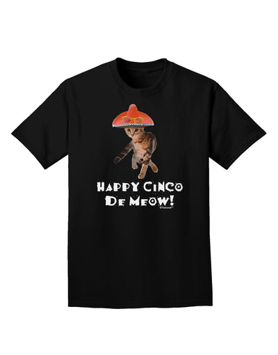 Cat with Pink Sombrero - Happy Cinco de Meow Adult Dark T-Shirt by TooLoud-Mens T-Shirt-TooLoud-Black-Small-Davson Sales