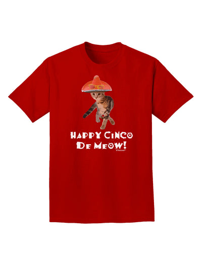 Cat with Pink Sombrero - Happy Cinco de Meow Adult Dark T-Shirt by TooLoud-Mens T-Shirt-TooLoud-Red-Small-Davson Sales