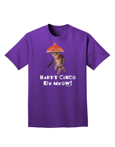 Cat with Pink Sombrero - Happy Cinco de Meow Adult Dark T-Shirt by TooLoud-Mens T-Shirt-TooLoud-Purple-Small-Davson Sales