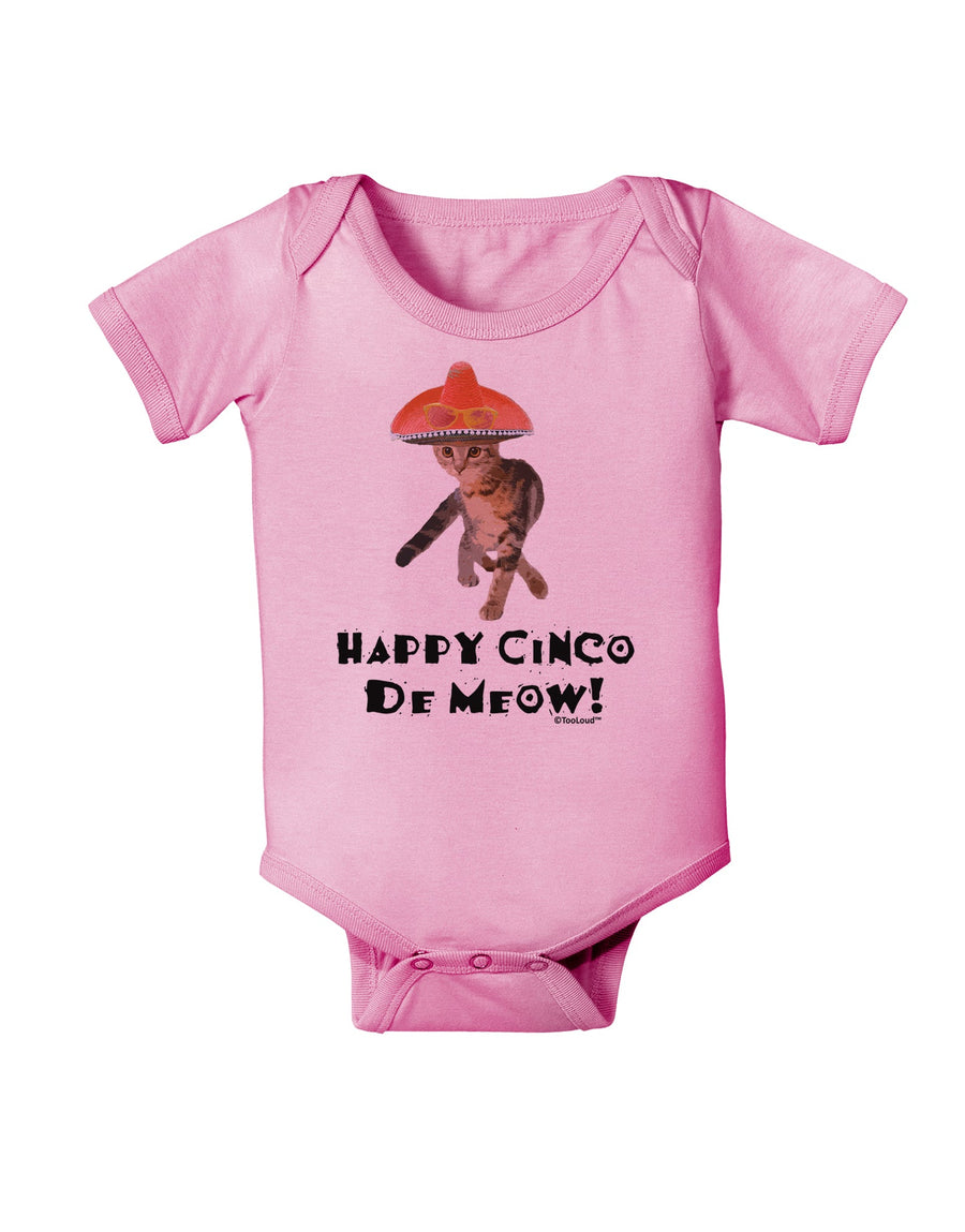 Cat with Pink Sombrero - Happy Cinco de Meow Baby Romper Bodysuit by TooLoud-Baby Romper-TooLoud-White-06-Months-Davson Sales