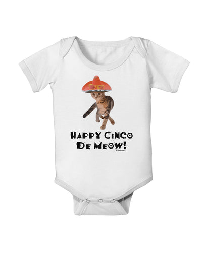 Cat with Pink Sombrero - Happy Cinco de Meow Baby Romper Bodysuit by TooLoud-Baby Romper-TooLoud-White-06-Months-Davson Sales