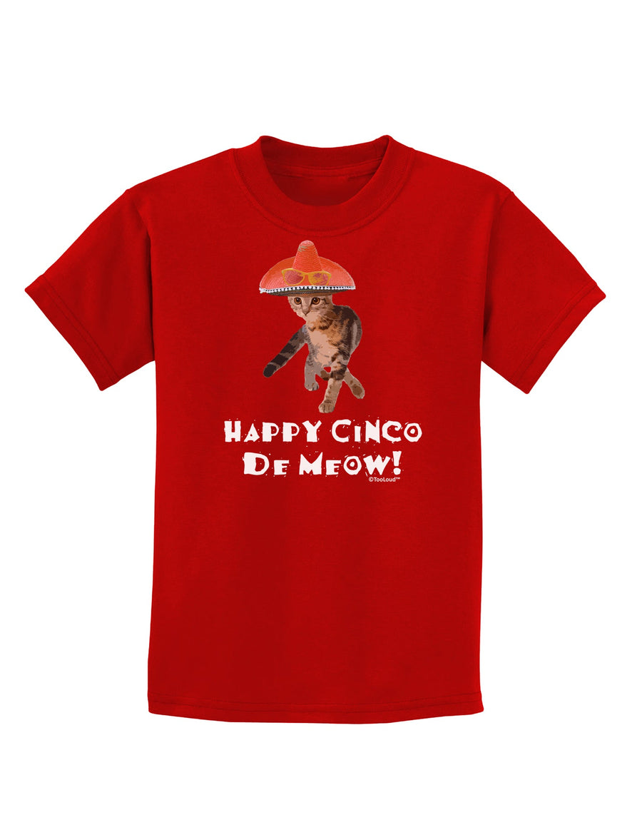 Cat with Pink Sombrero - Happy Cinco de Meow Childrens Dark T-Shirt by TooLoud-Childrens T-Shirt-TooLoud-Black-X-Small-Davson Sales