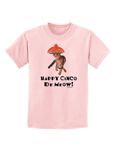 Cat with Pink Sombrero - Happy Cinco de Meow Childrens T-Shirt by TooLoud-Childrens T-Shirt-TooLoud-PalePink-X-Small-Davson Sales